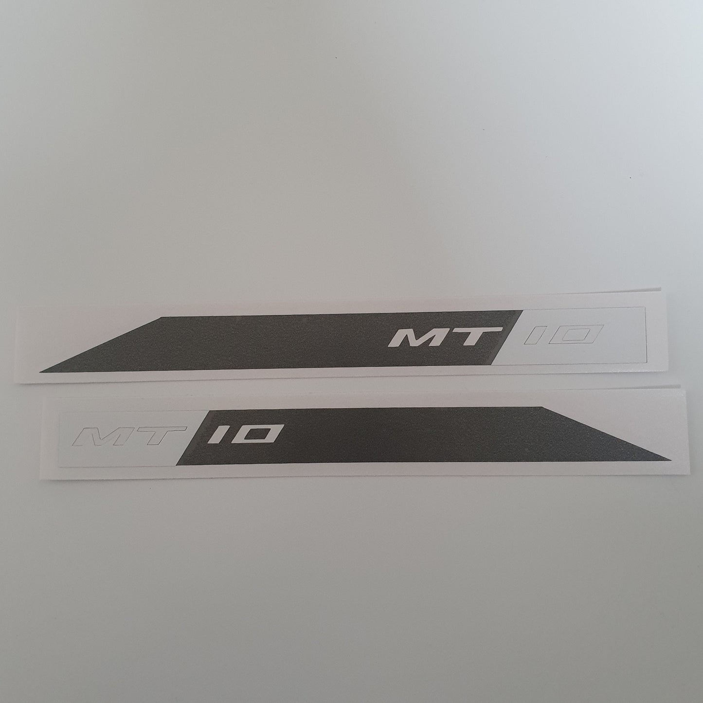 Side Panel Decals / Stickers for Yamaha MT10 x 2 - GUNMETAL GREY / WHITE