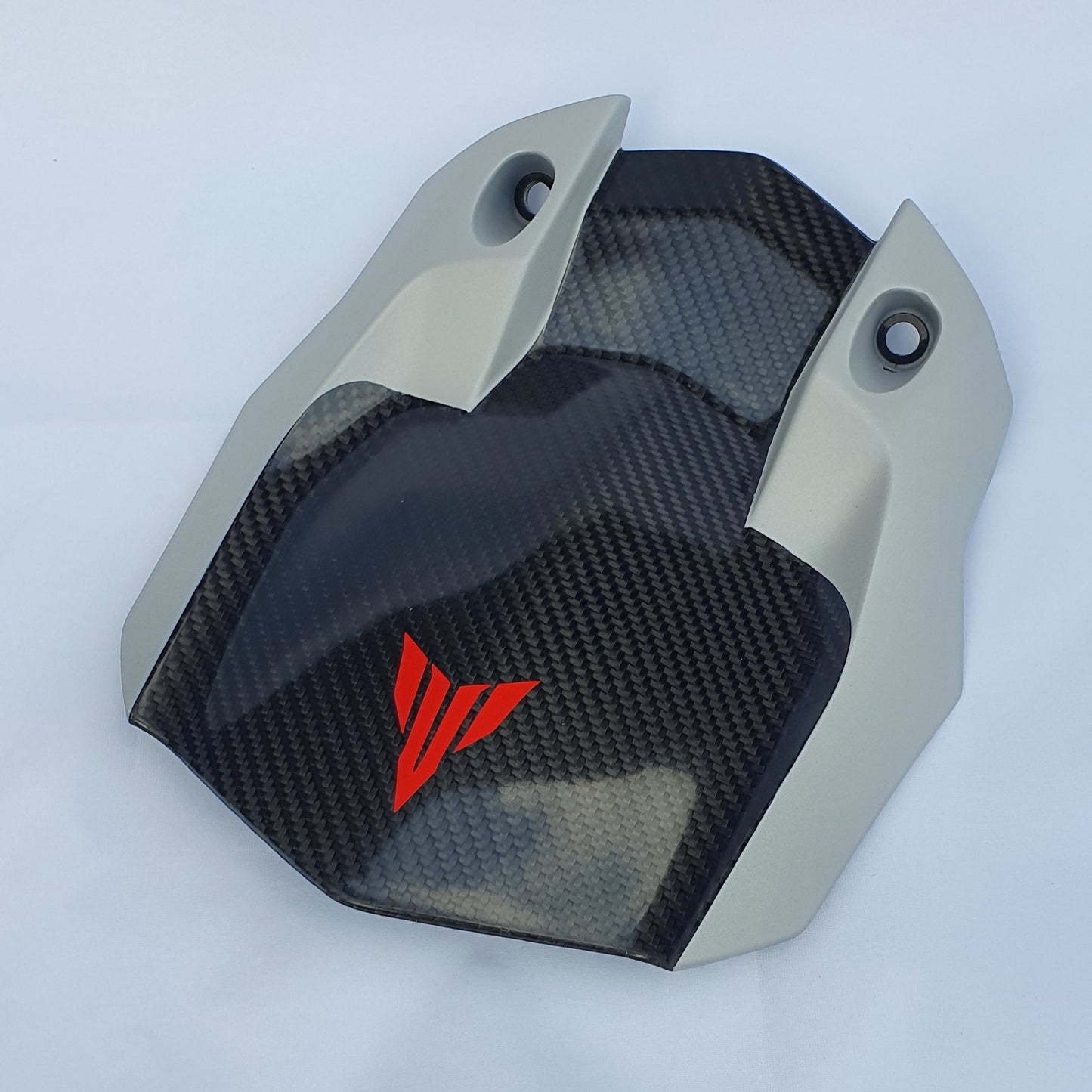 Yamaha MT10 carbon fibre mudguard with ice fluo painted sides and MT logo decal