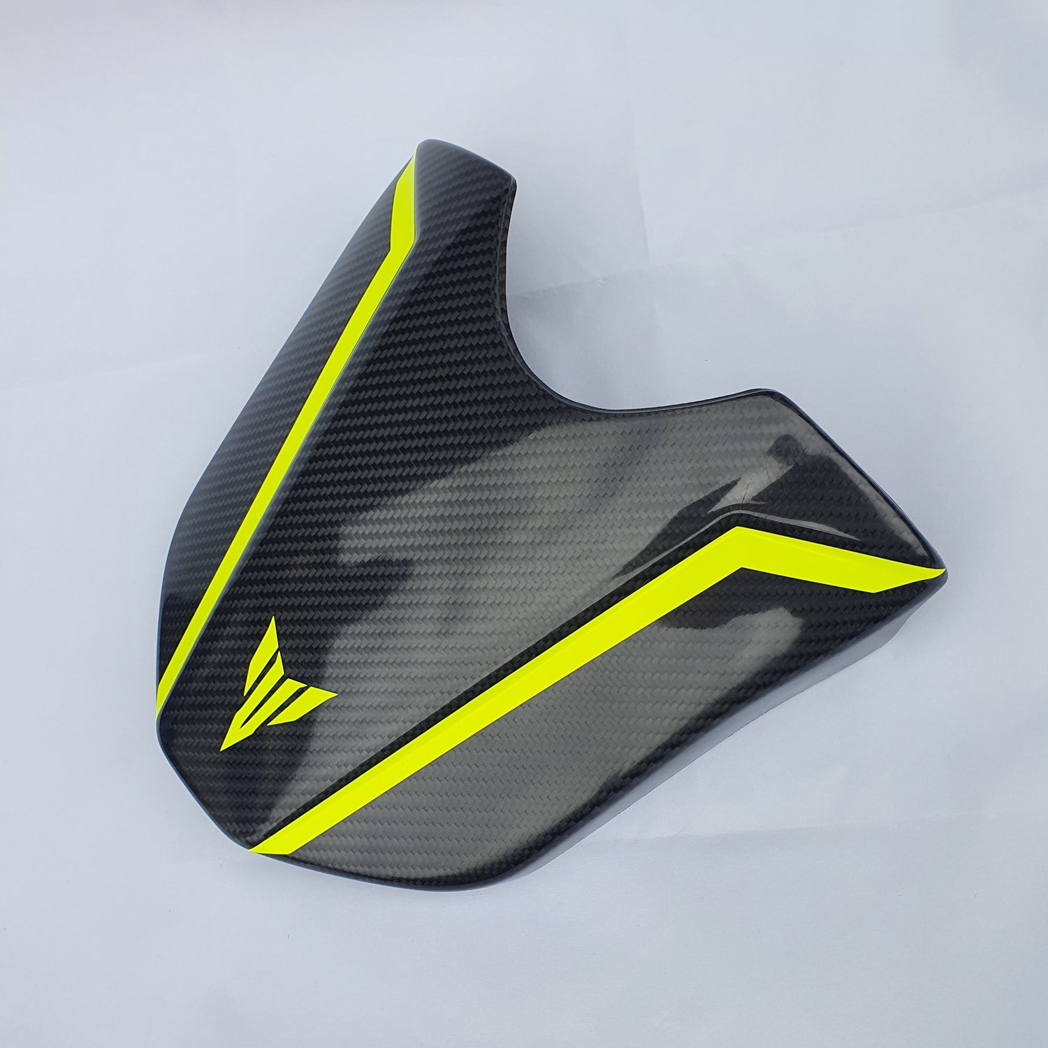 Yamaha MT10 Carbon fibre seat cowl with MT logo decal and fluo stripes