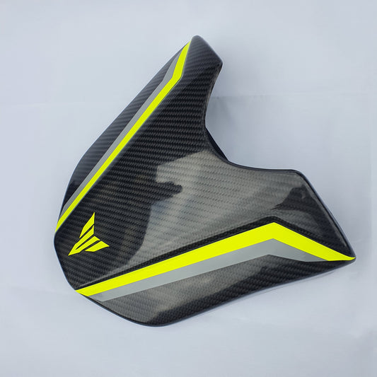 Yamaha MT10 Carbon fibre seat cowl with MT logo decal and grey fluo stripes