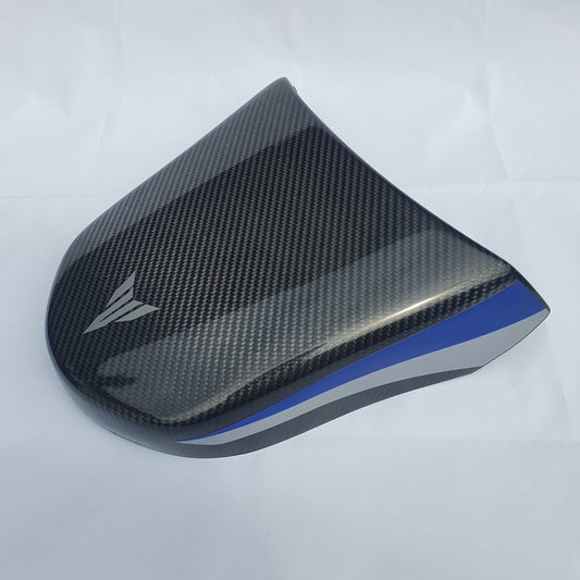 Yamaha MT10SP Carbon fibre comfort seat cowl with MT logo decal and Yamaha coloured stripes